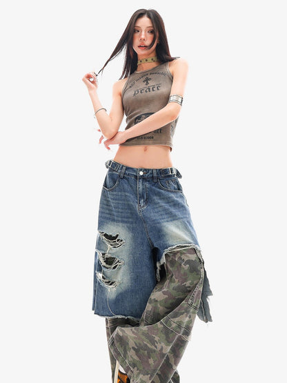 QIUQIU STUDIO Cropped Printed Round Neck Fitted Women&