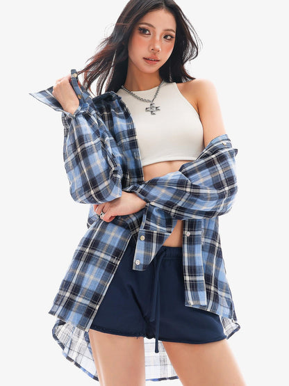 QIUQIU STUDIO Cropped Solid Round Neck Slim Fit Women&
