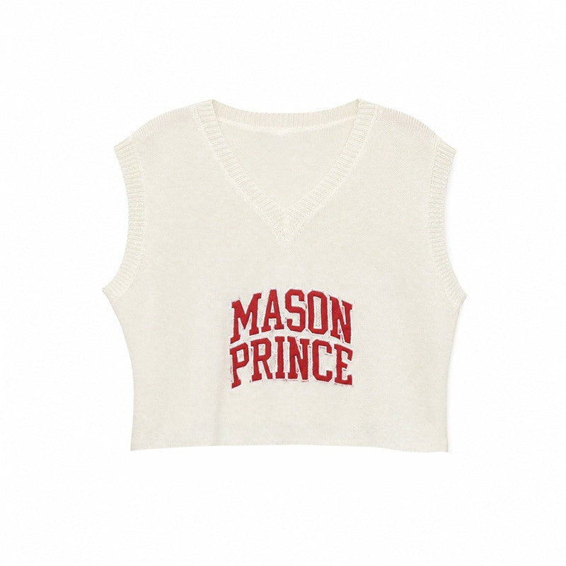 QIUQIU_STUDIO_Cropped_V-neck_Letter_Print_Knitted_Sexy_Loose_Women&