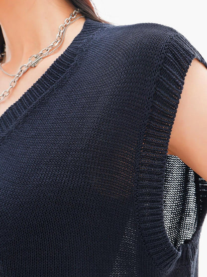 QIUQIU STUDIO Cropped V-neck Letter Print Knitted Sexy Loose Women&