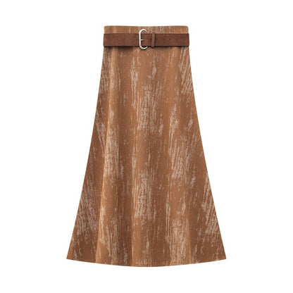QIUQIU_STUDIO_Designer_Tie_Dye_A_Line_Slim_Fit_Mid_Waist_Casual_Women&