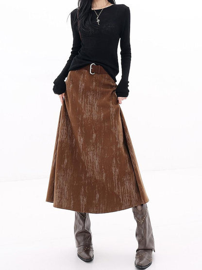 QIUQIU STUDIO Designer Tie Dye A Line Slim Fit Mid Waist Casual Women&