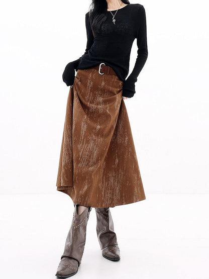 QIUQIU STUDIO Designer Tie Dye A Line Slim Fit Mid Waist Casual Women&