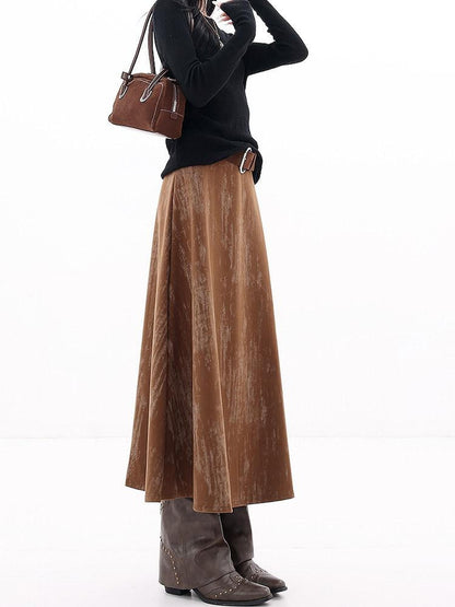 QIUQIU STUDIO Designer Tie Dye A Line Slim Fit Mid Waist Casual Women&