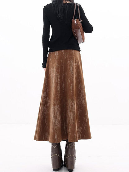 QIUQIU STUDIO Designer Tie Dye A Line Slim Fit Mid Waist Casual Women&