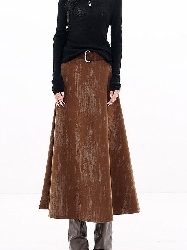 QIUQIU STUDIO Designer Tie Dye A Line Slim Fit Mid Waist Casual Women&