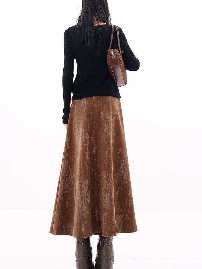 QIUQIU STUDIO Designer Tie Dye A Line Slim Fit Mid Waist Casual Women&