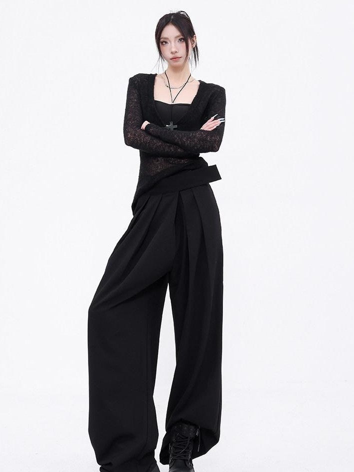 QIUQIU STUDIO Designer V-neck Slim Fit Long Sleeve Knitted Solid Women&