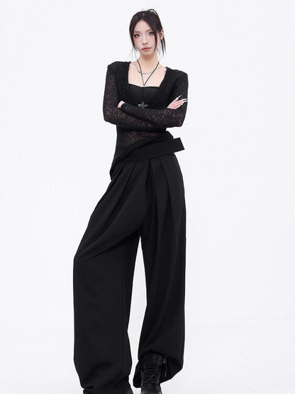 QIUQIU STUDIO Designer V-neck Slim Fit Long Sleeve Knitted Solid Women&