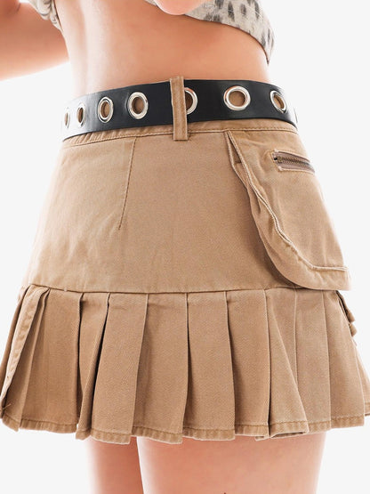 QIUQIU STUDIO Distressed Cargo Large Pocket A Line Women&