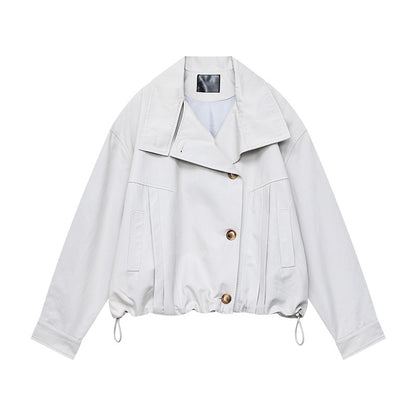 QIUQIU_STUDIO_Drawstring_Stand_Collar_Boxy_Cropped_Women&