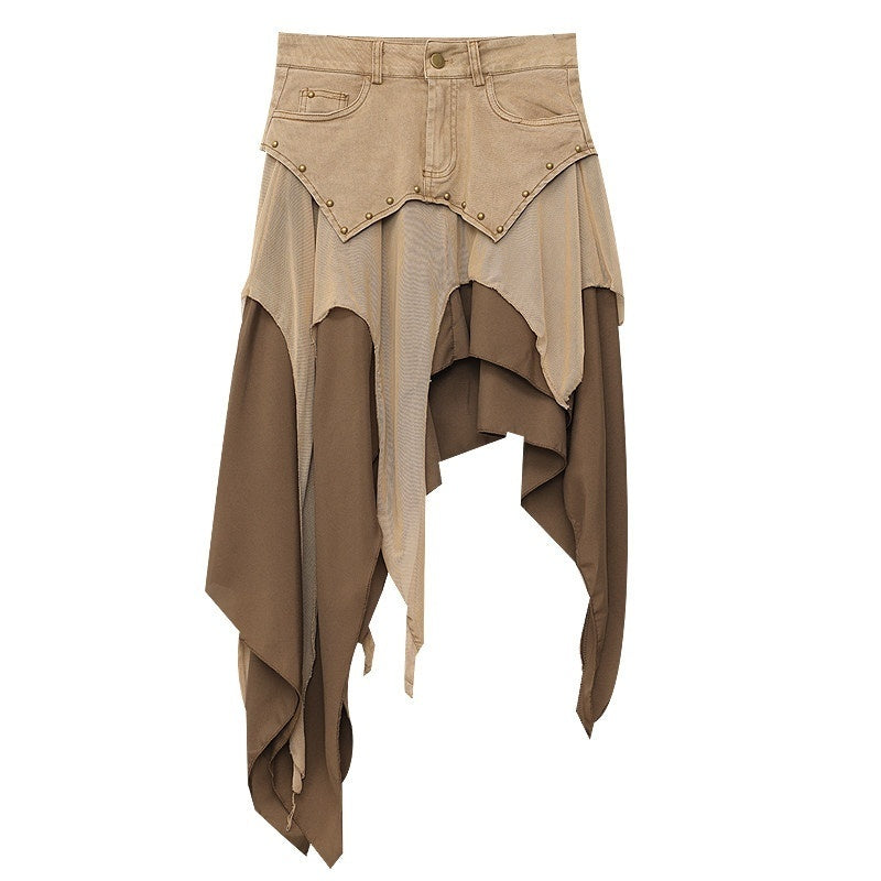 QIUQIU_STUDIO_Edgy_Studded_Patchwork_Asymmetric_A_Line_Women&