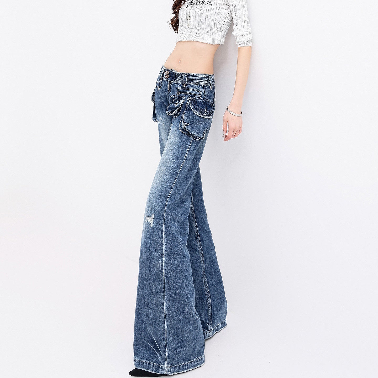 QIUQIU_STUDIO_Elongated_Pleated_Washed_Distressed_Retro_Pocket_Loose_Women&