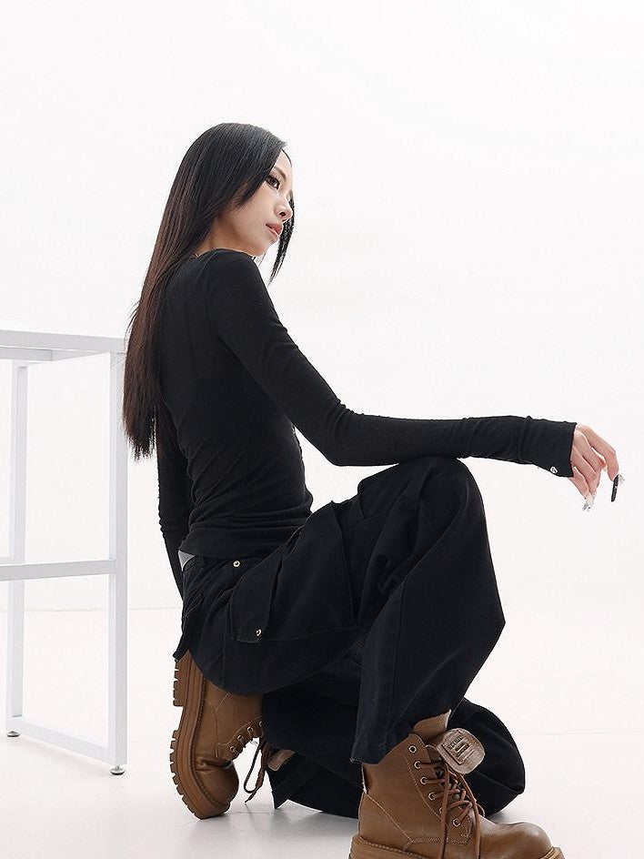 QIUQIU STUDIO Extended Tall Multi Pocket Cargo Workwear Women&