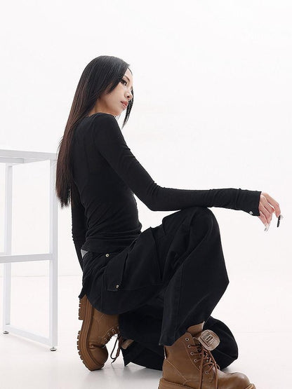 QIUQIU STUDIO Extended Tall Multi Pocket Cargo Workwear Women&