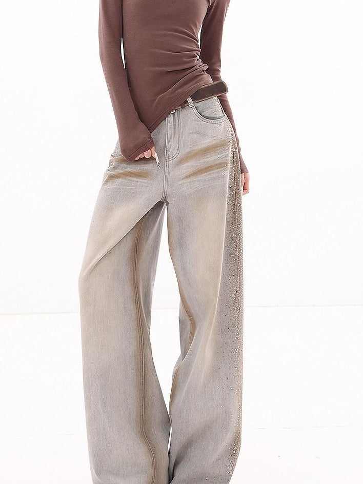 QIUQIU STUDIO Extended Washed Distressed Rhinestone Whisker Women&