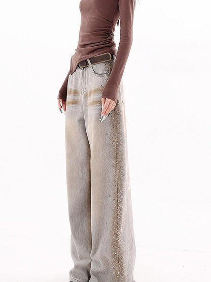 QIUQIU STUDIO Extended Washed Distressed Rhinestone Whisker Women&