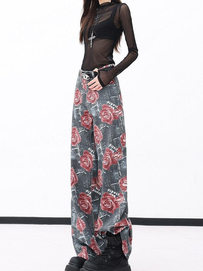 QIUQIU STUDIO Extra Long Digital Print Pocketed Natural Waist Women&