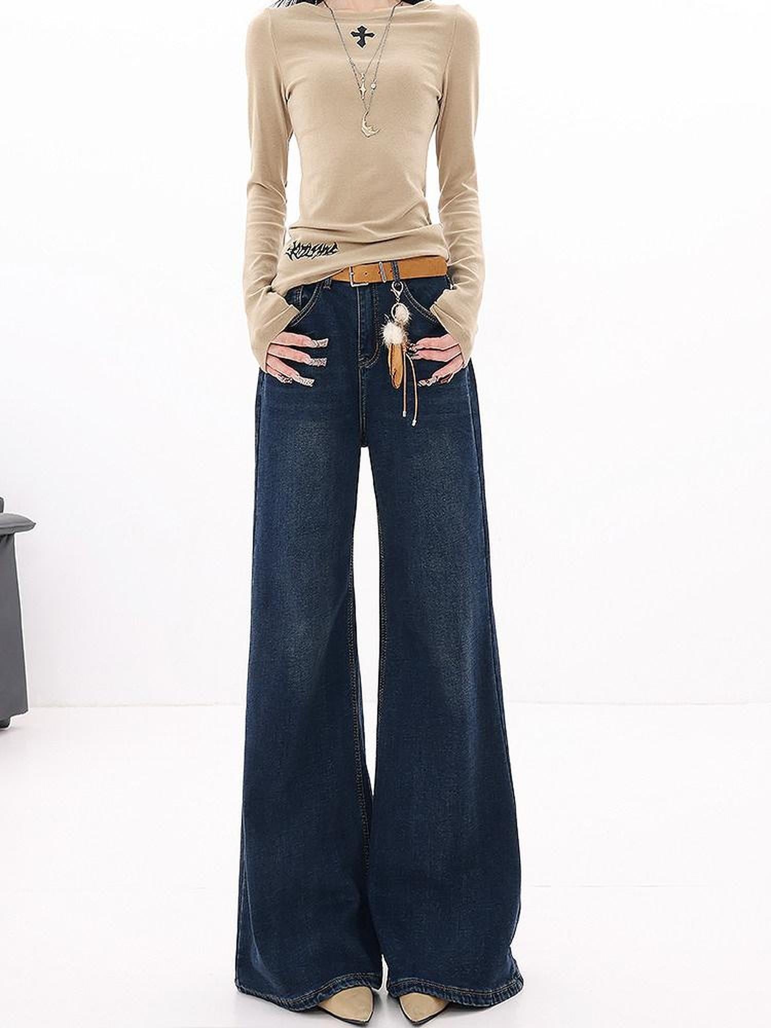 QIUQIU STUDIO Extra Long Drapey High Rise Straight Pockets Women&