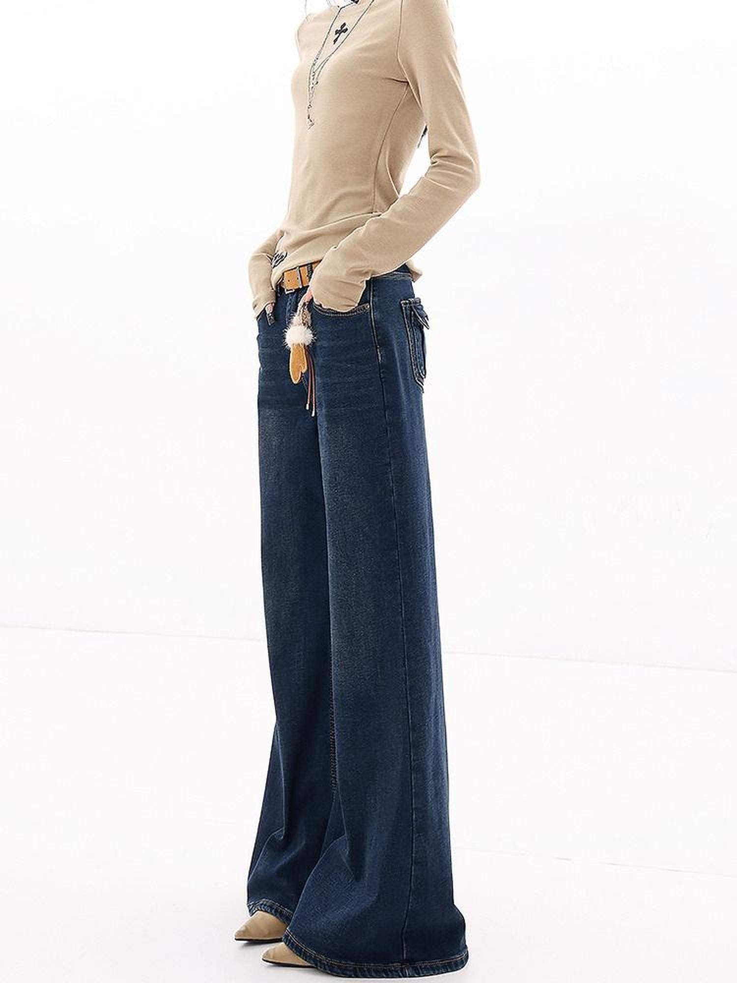 QIUQIU STUDIO Extra Long Drapey High Rise Straight Pockets Women&