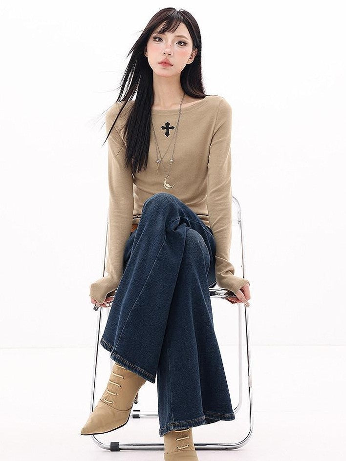 QIUQIU STUDIO Extra Long Drapey High Rise Straight Pockets Women&
