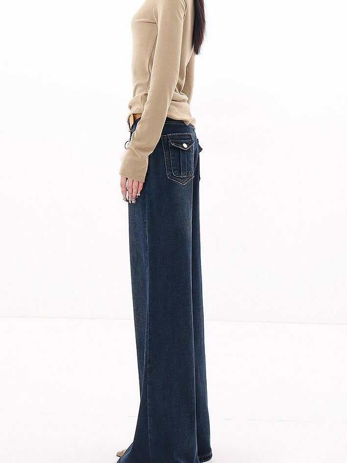 QIUQIU STUDIO Extra Long Drapey High Rise Straight Pockets Women&