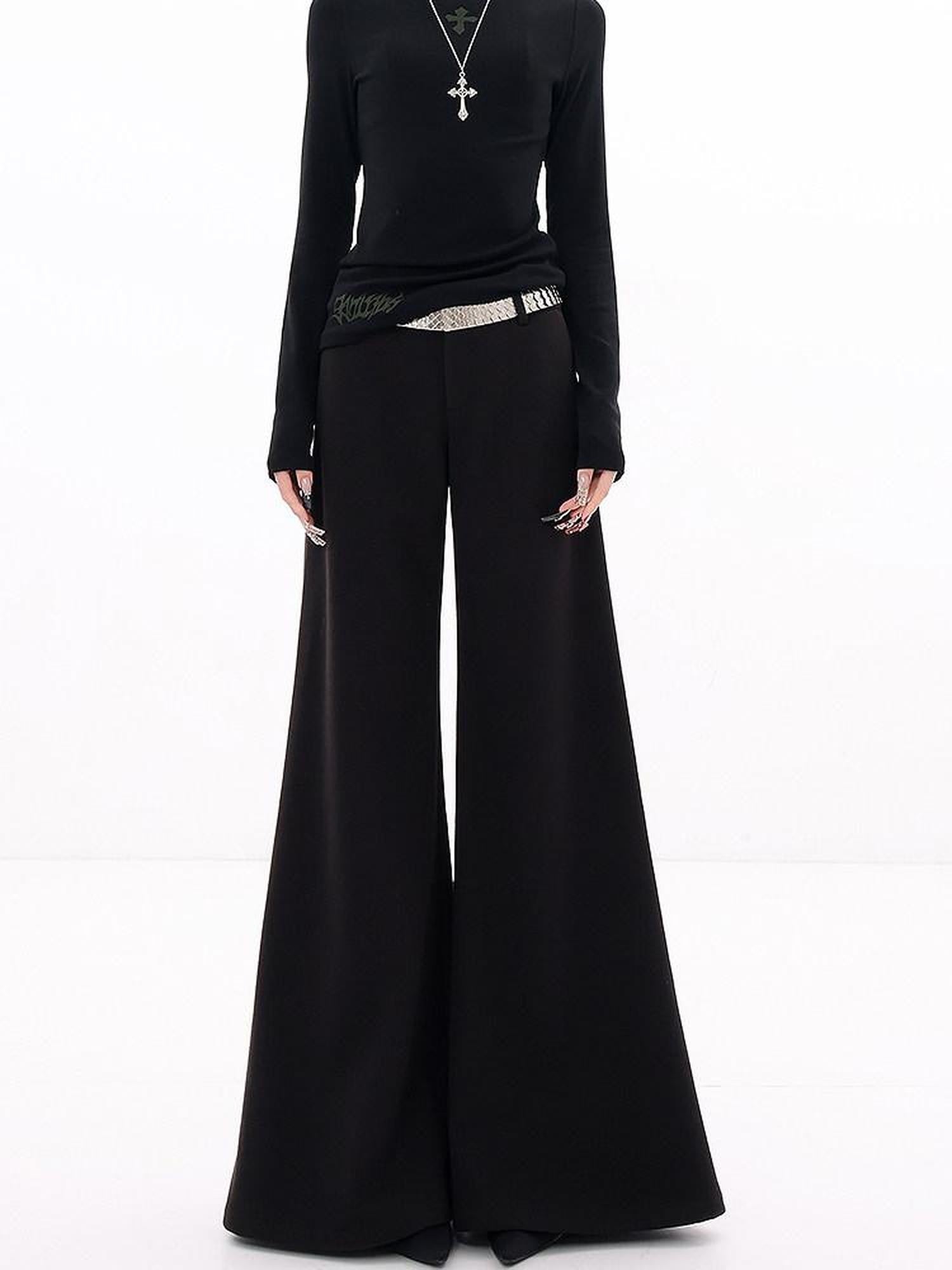 QIUQIU STUDIO Extra Long Loose Slight Flare Pockets Women&
