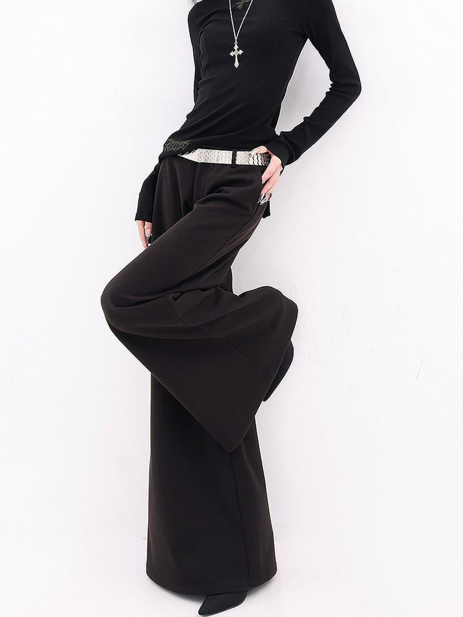 QIUQIU STUDIO Extra Long Loose Slight Flare Pockets Women&