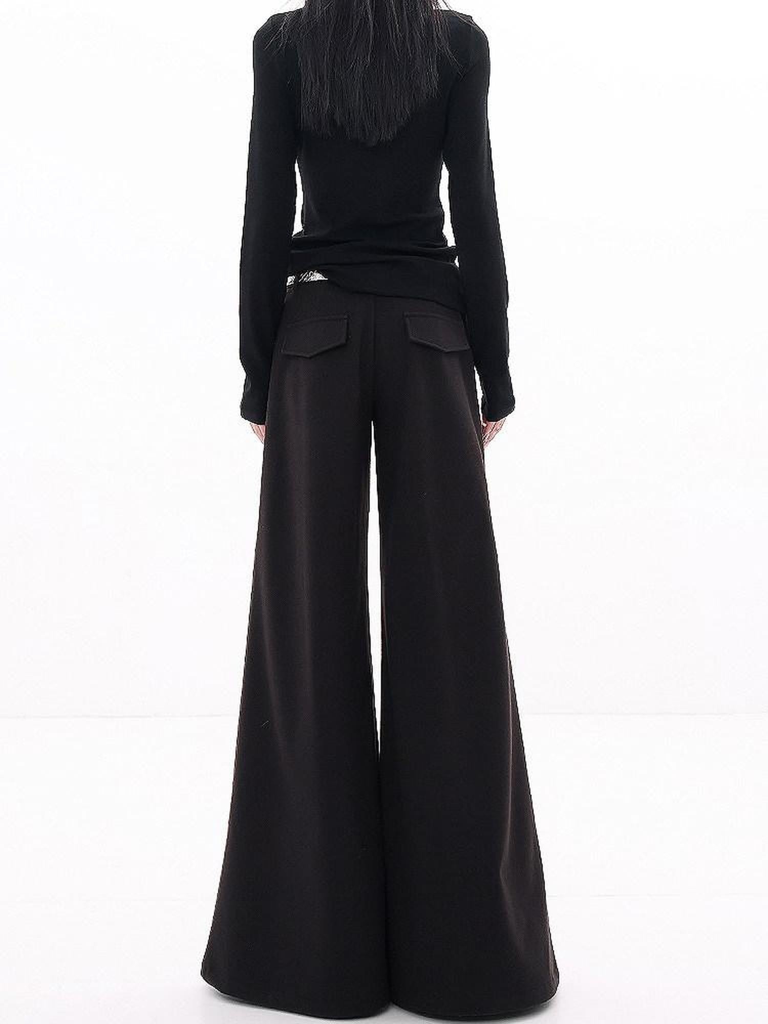 QIUQIU STUDIO Extra Long Loose Slight Flare Pockets Women&