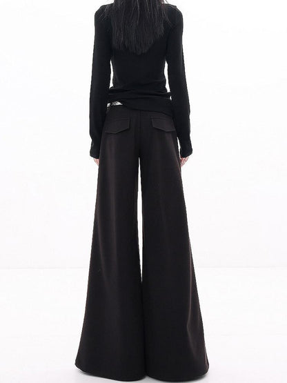 QIUQIU STUDIO Extra Long Loose Slight Flare Pockets Women&