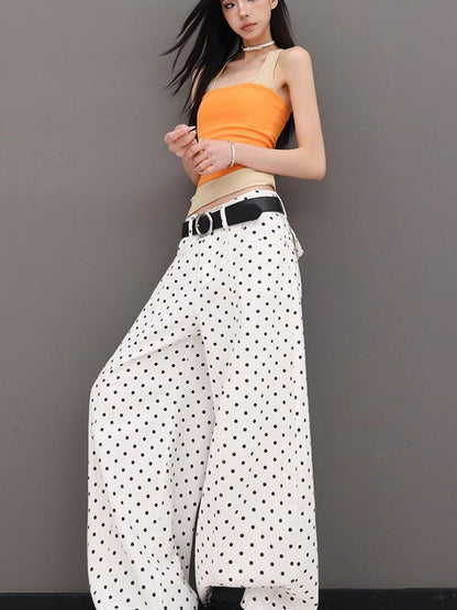 QIUQIU STUDIO Extra Long Polka Dot Drapey Natural Waist Women&