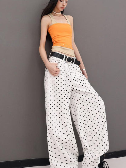 QIUQIU STUDIO Extra Long Polka Dot Drapey Natural Waist Women&