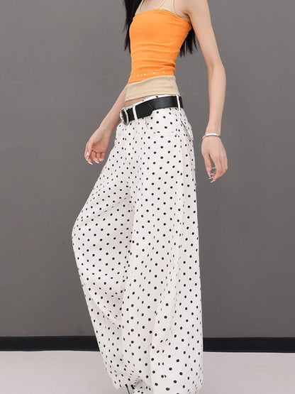 QIUQIU STUDIO Extra Long Polka Dot Drapey Natural Waist Women&