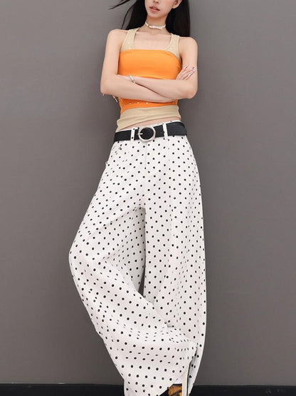 QIUQIU STUDIO Extra Long Polka Dot Drapey Natural Waist Women&