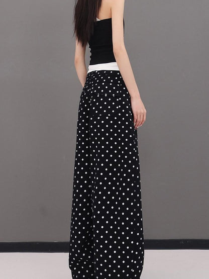 QIUQIU STUDIO Extra Long Polka Dot Drapey Natural Waist Women&