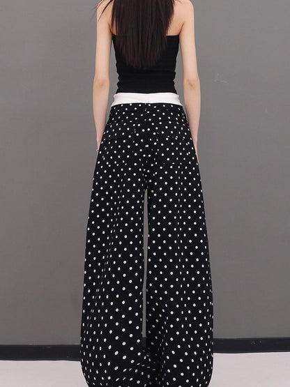 QIUQIU STUDIO Extra Long Polka Dot Drapey Natural Waist Women&