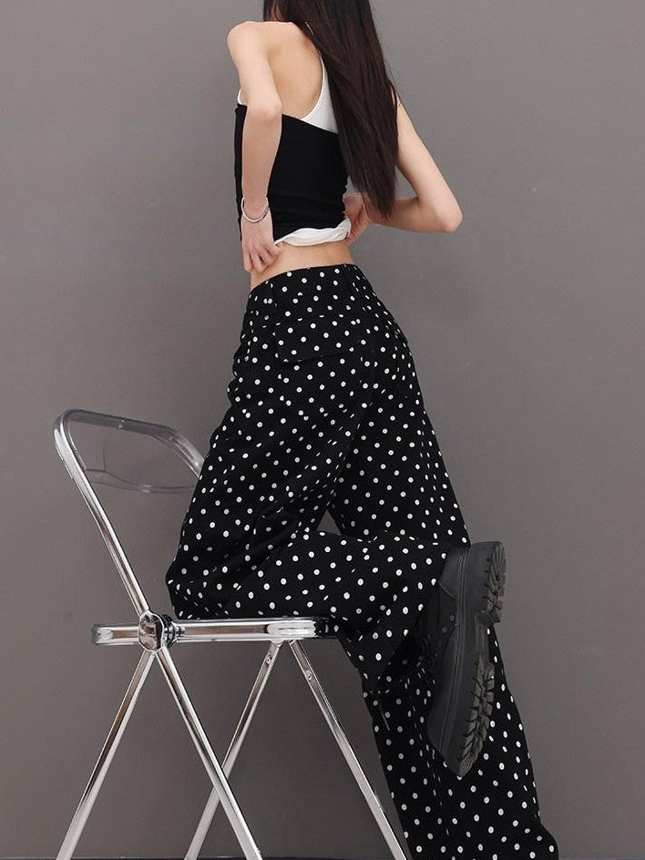 QIUQIU STUDIO Extra Long Polka Dot Drapey Natural Waist Women&