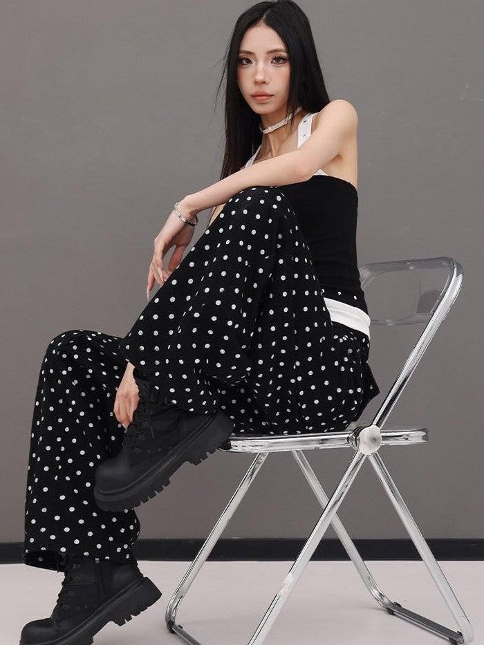 QIUQIU STUDIO Extra Long Polka Dot Drapey Natural Waist Women&
