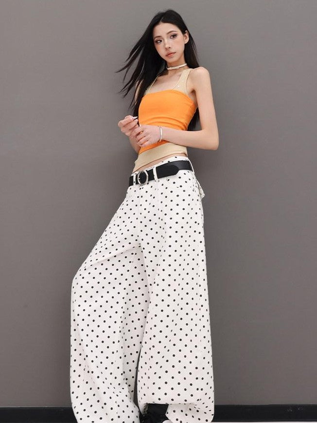 QIUQIU STUDIO Extra Long Polka Dot Drapey Natural Waist Women&