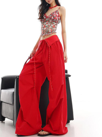 QIUQIU STUDIO Extra Long Slouchy Cuffed Cargo Pockets Women&