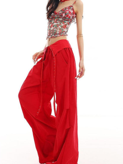 QIUQIU STUDIO Extra Long Slouchy Cuffed Cargo Pockets Women&