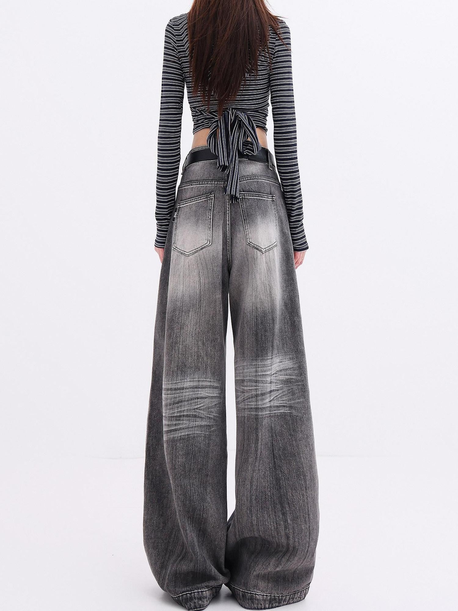 QIUQIU STUDIO Extra Long Tall Washed Distressed Natural Waist Women&