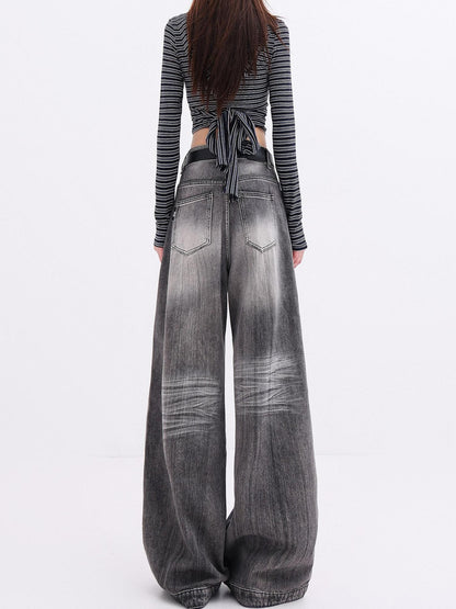 QIUQIU STUDIO Extra Long Tall Washed Distressed Natural Waist Women&