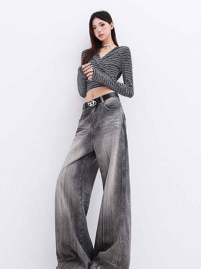 QIUQIU STUDIO Extra Long Tall Washed Distressed Natural Waist Women&