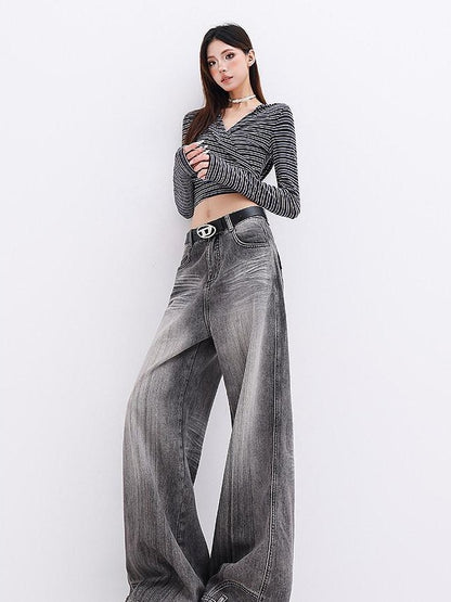 QIUQIU STUDIO Extra Long Tall Washed Distressed Natural Waist Women&