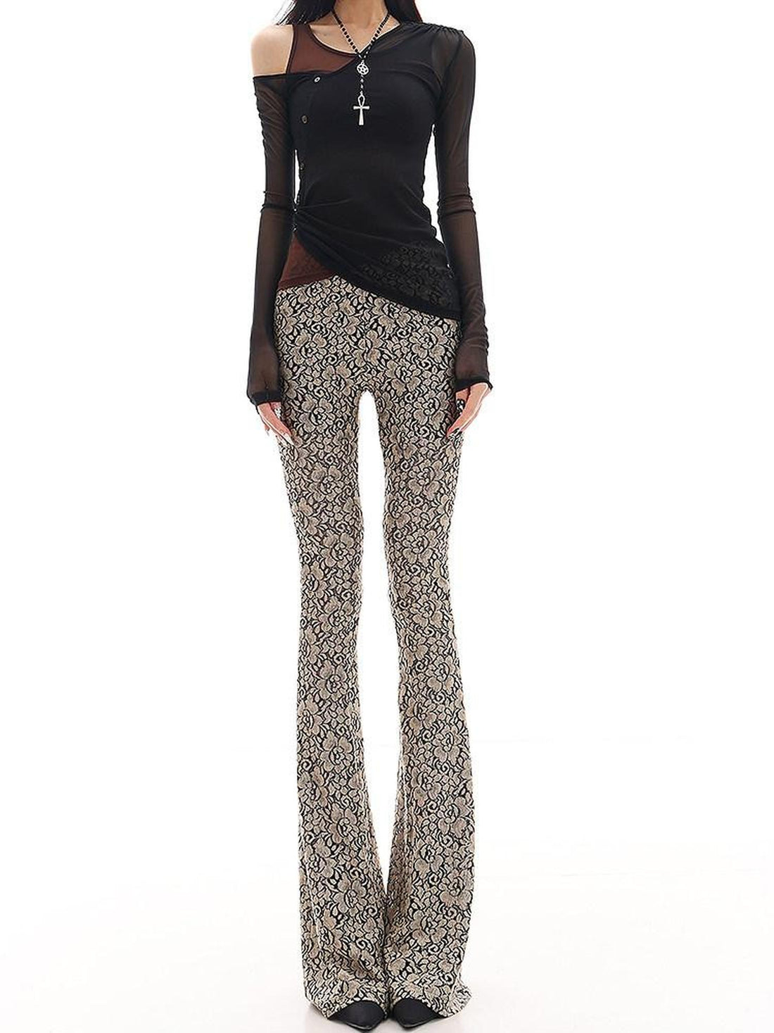 QIUQIU STUDIO Extra Long Vintage Leopard Print Slim Hip Hugging Women&