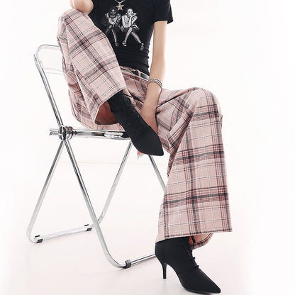 QIUQIU_STUDIO_Extra_Long_Vintage_Plaid_Natural_Waist_Pocket_Women&
