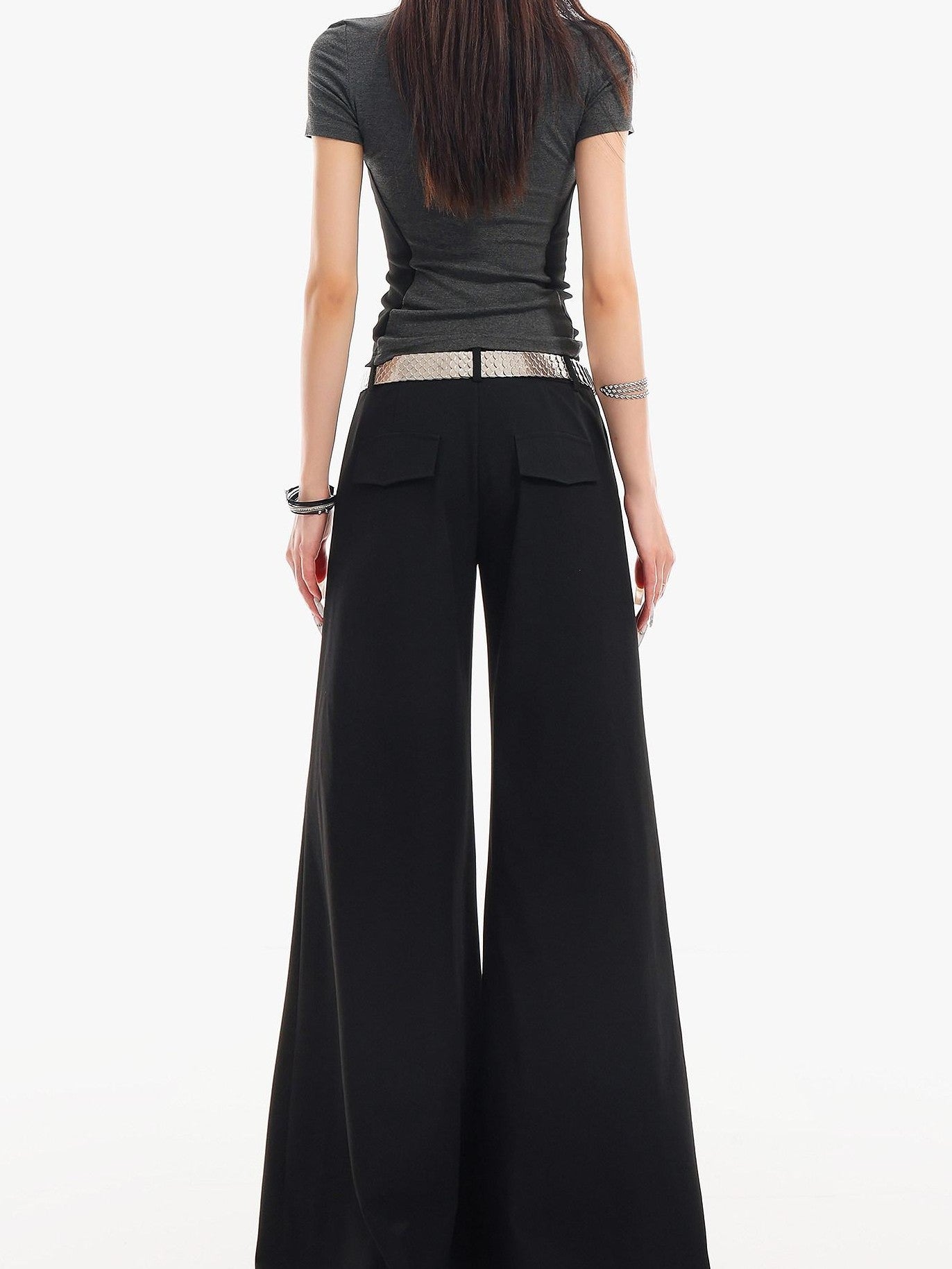 QIUQIU STUDIO Floor Sweeping Micro Flare Drapey Women&