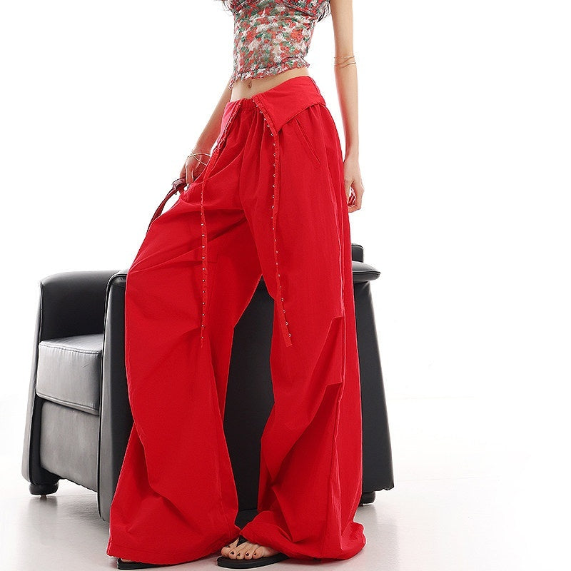 QIUQIU_STUDIO_Flowy_Parachute_Cargo_Drawstring_Pockets_Turn_Up_Waist_Women&