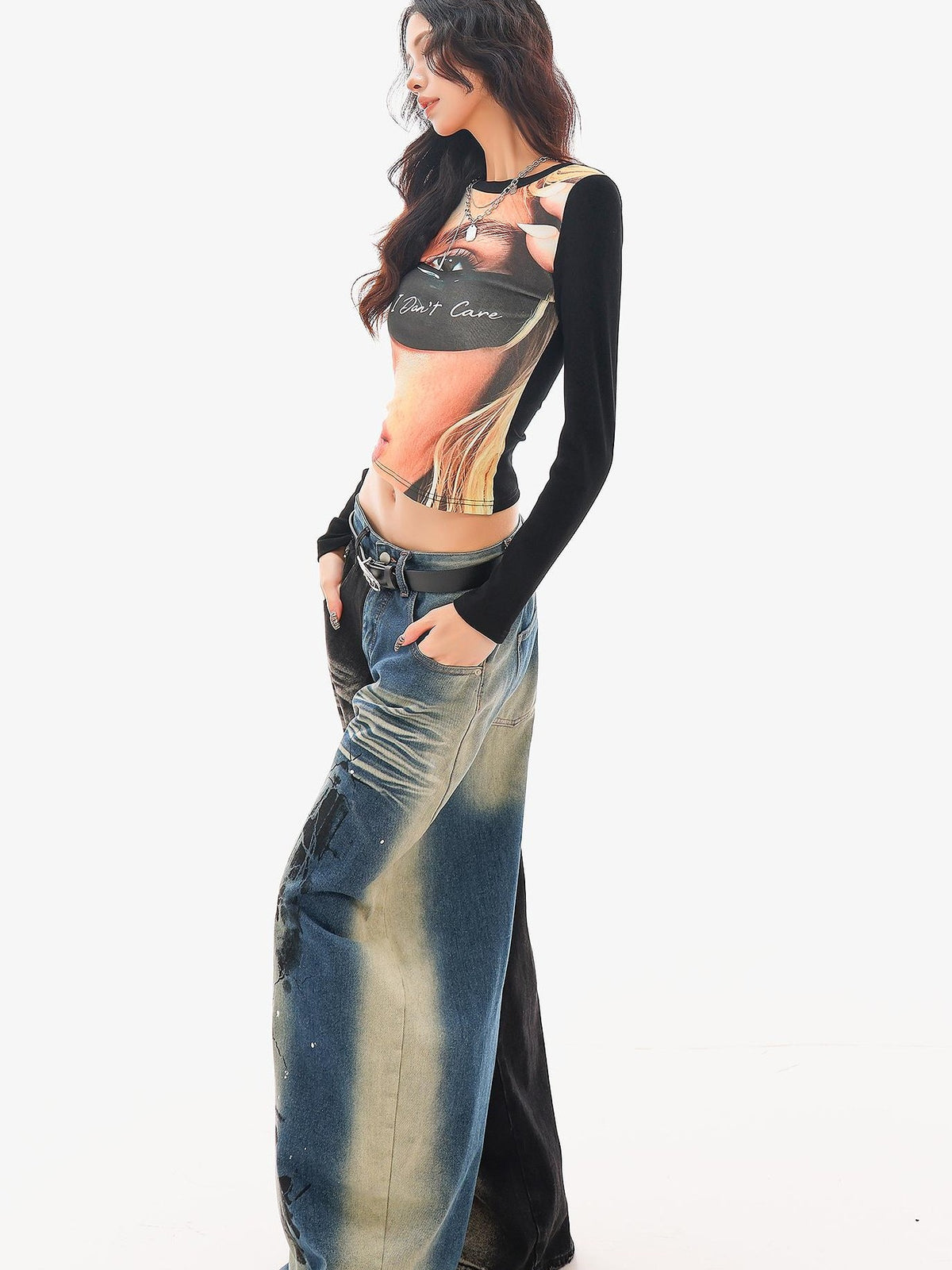 QIUQIU STUDIO Graffiti Splash Print Loose Fit Women&